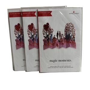 American Greetings Magic Moments Displayable Pop-Up Valentines Day Card Lot of 3